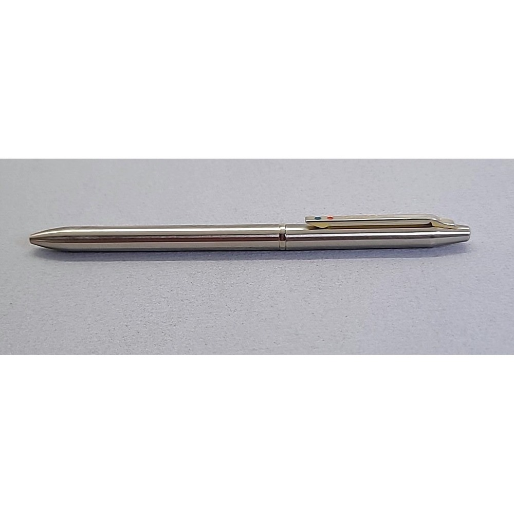 Vintage‎ Chromatic Dual Ballpoint Red Blue Pen Silver Gold Trim USA Writing Tool